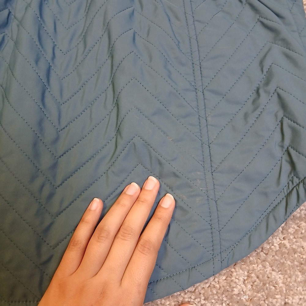 Blue Mountain Women Quilted Puffer Vest Teal Blue Chevron Fleece Lined Small - Picture 10 of 10